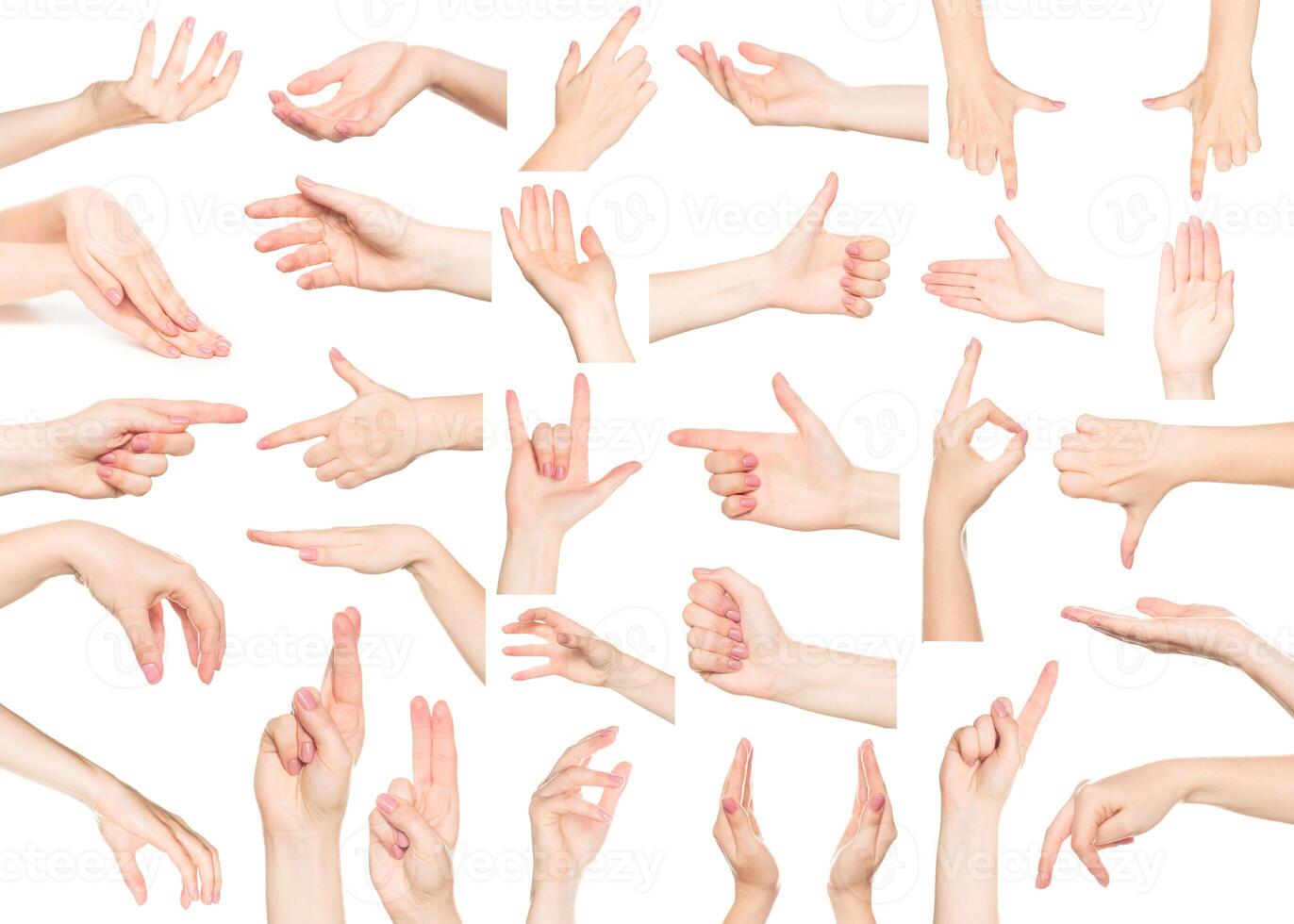 Collection of various hand gestures showcasing communication techniques and expressive movements photo