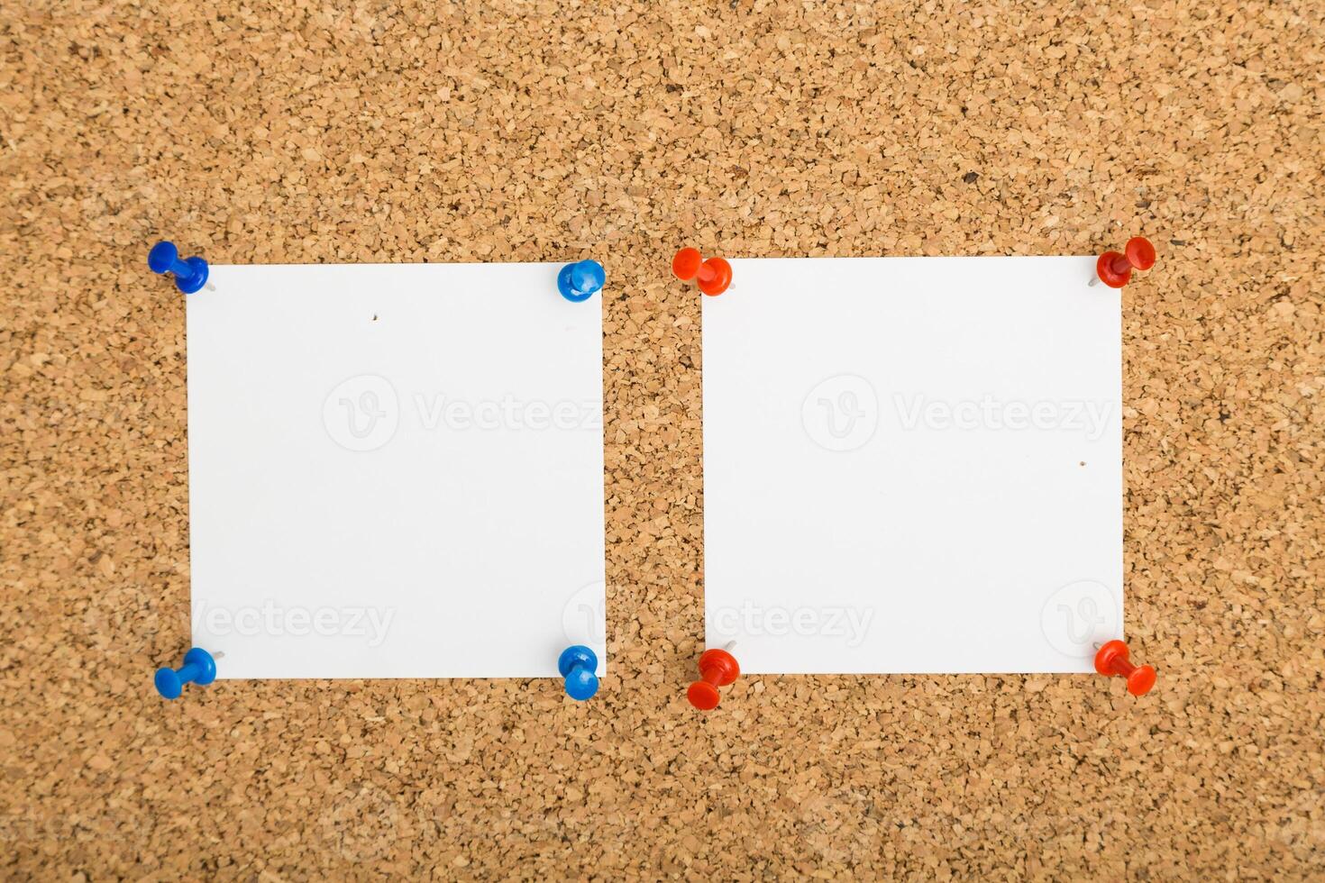 Corkboard display with blank notes pinned in a creative workspace setting photo