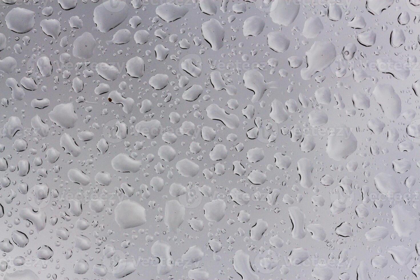 Water droplets on a glass surface create a textured pattern in soft light, highlighting nature's design photo
