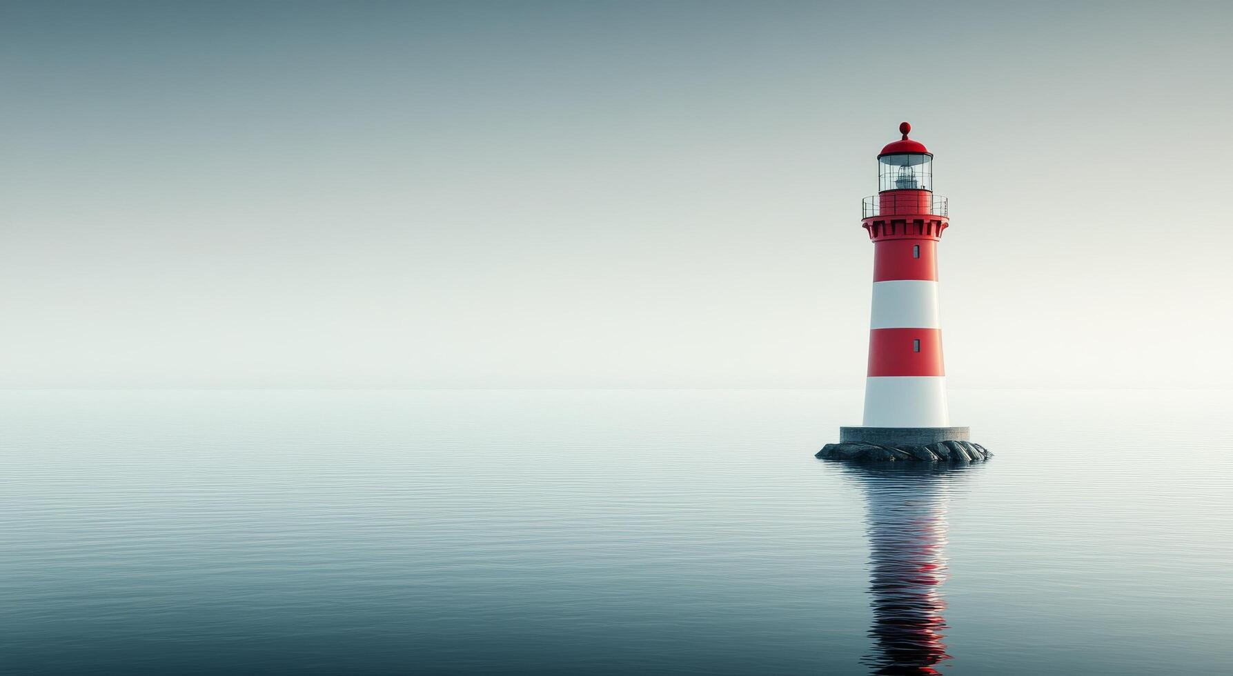 A lighthouse is standing in the middle of the ocean photo