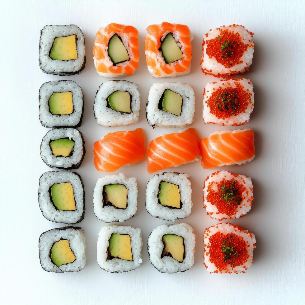 Sushi on white background photo