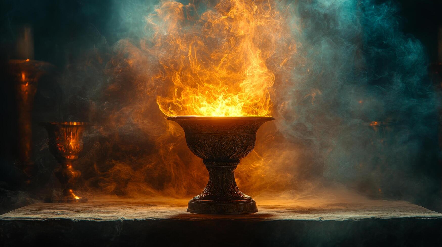 A burning cup with smoke coming out of it photo