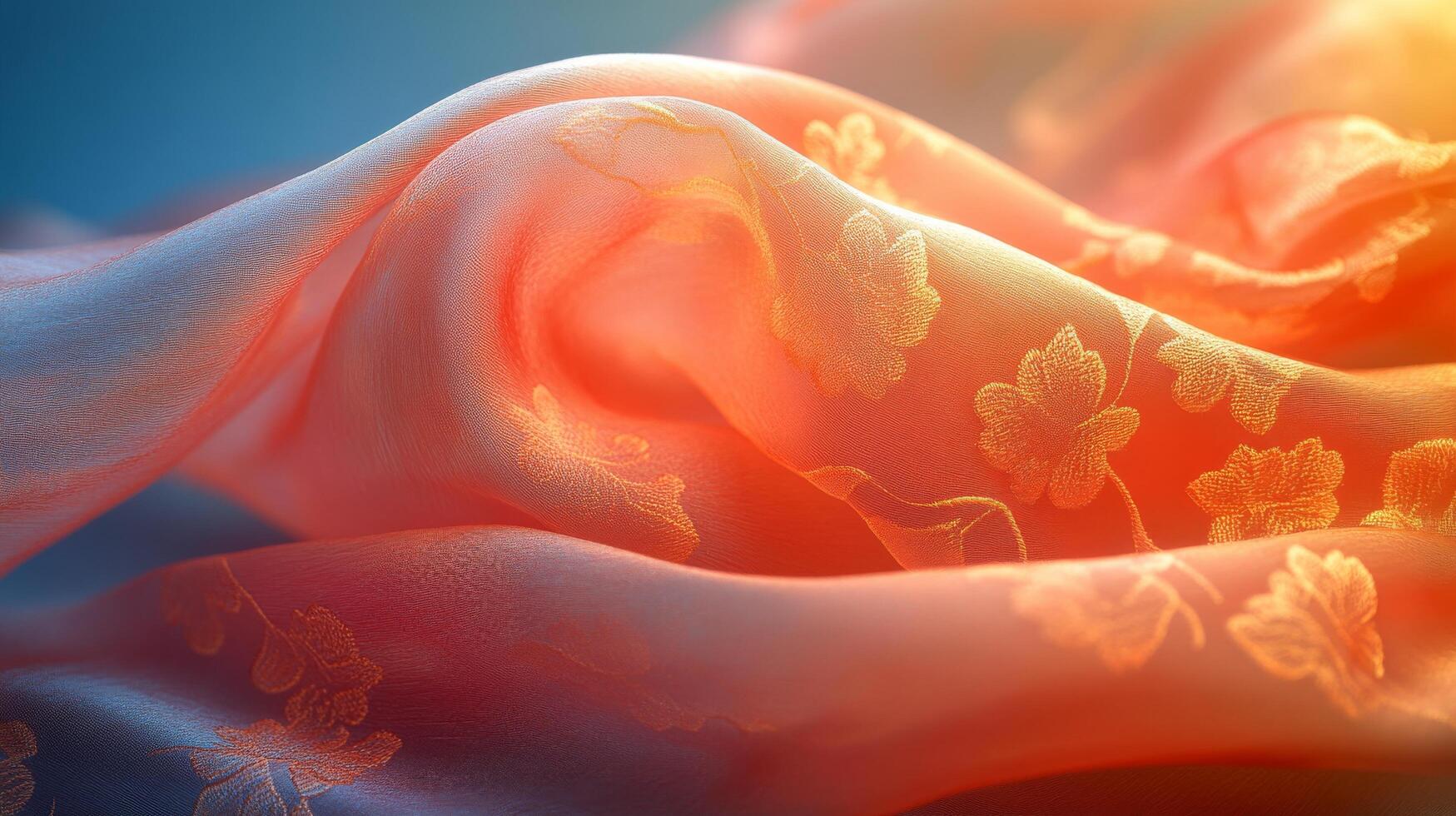 A close up of a red and orange fabric photo