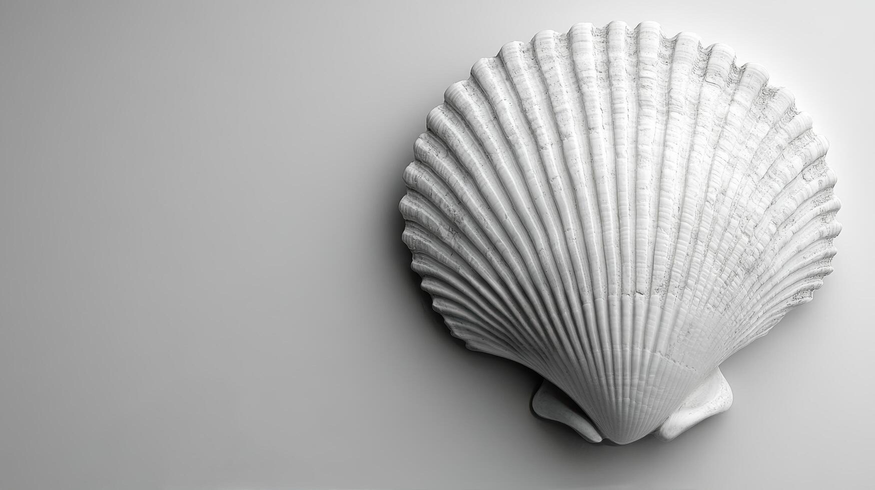 A white shell on a gray surface photo