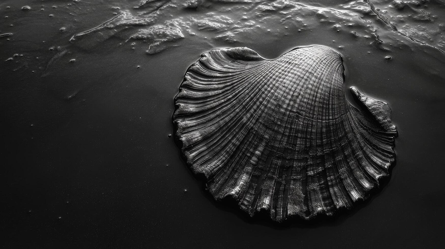 A black and white photo of a shell