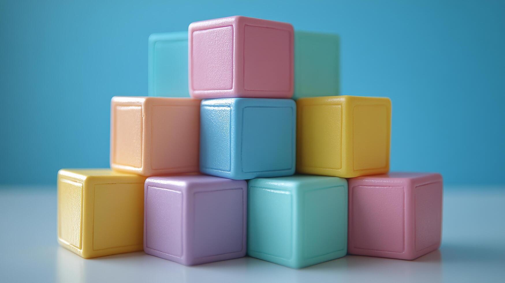 Colorful plastic blocks stacked on top of each other photo