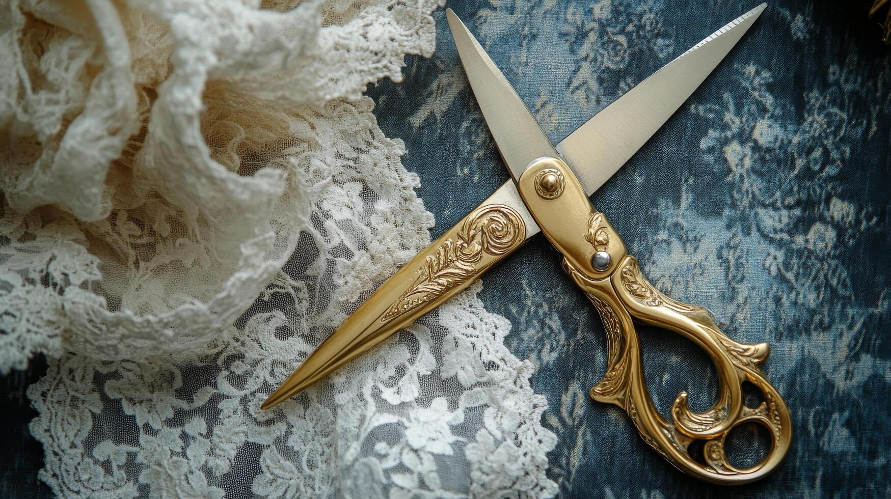 A pair of scissors on a table photo