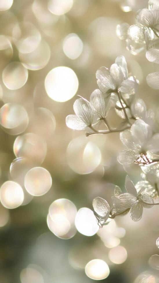 A close up of a white flower with bokeh photo