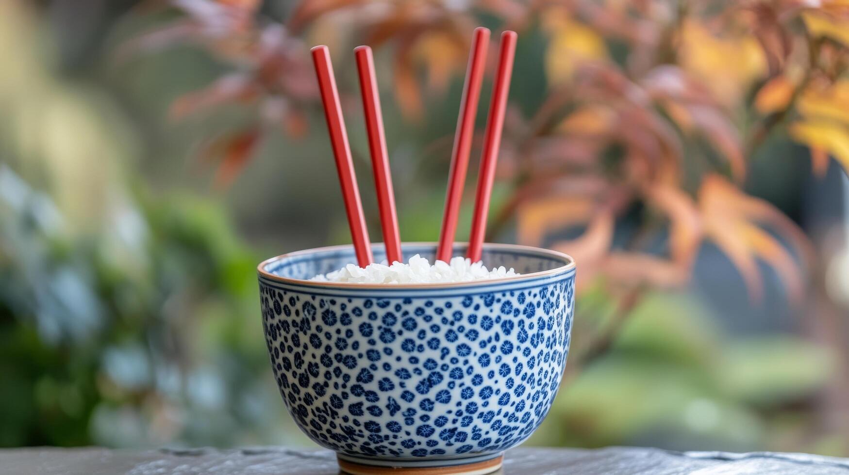 A bowl with chopsticks in it photo