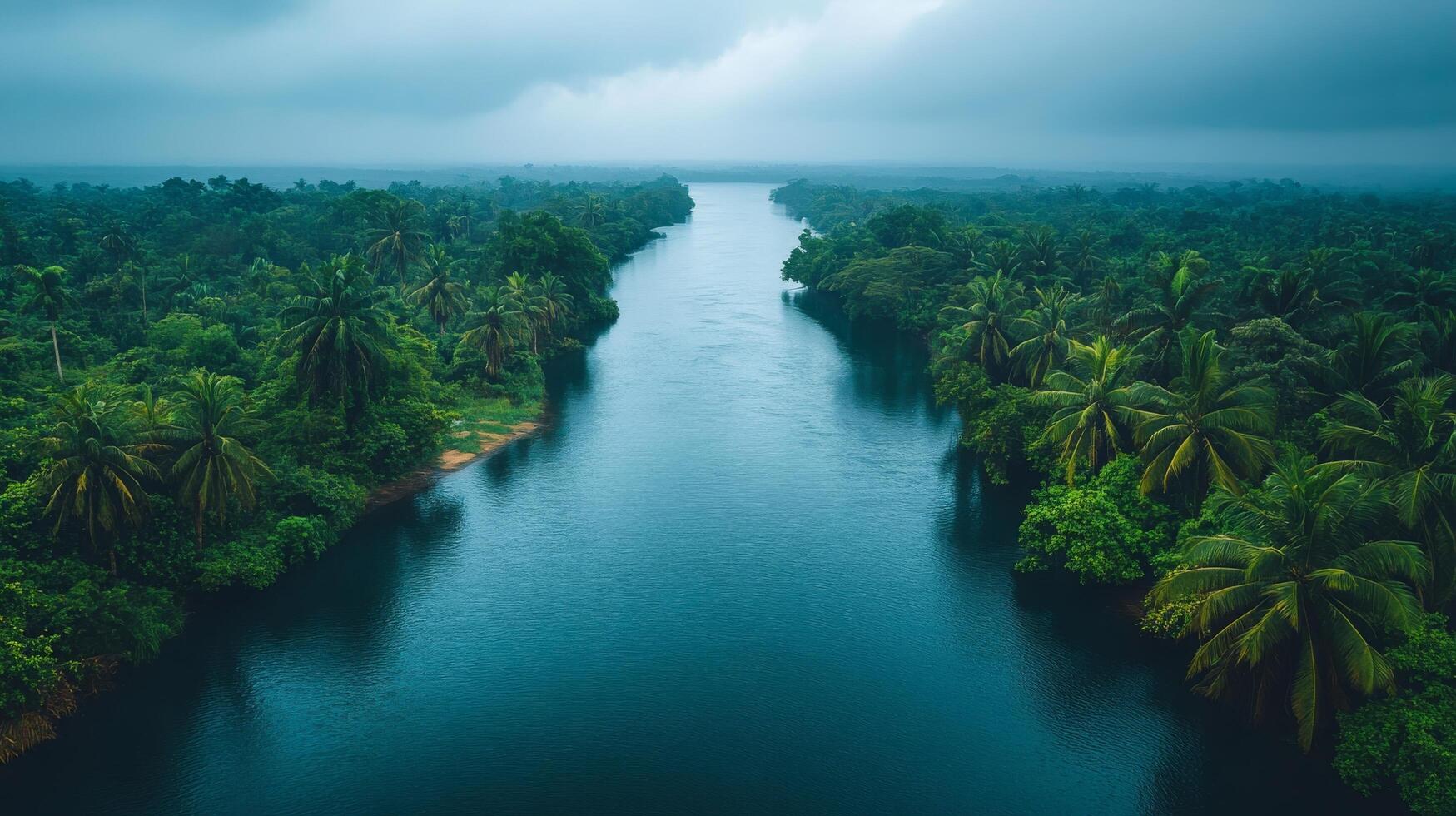 A river in the middle of a tropical forest photo