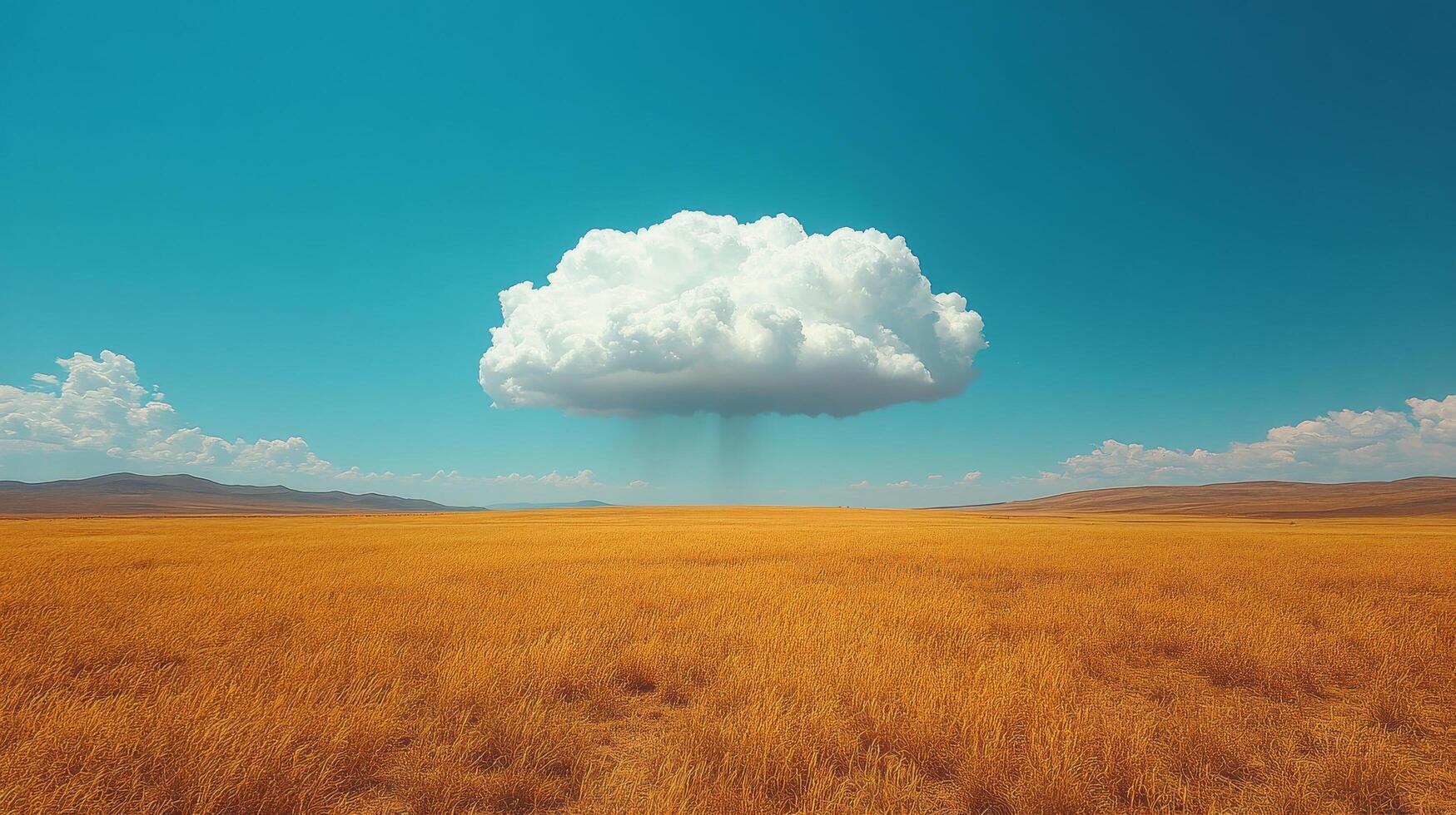 A cloud is floating over a field of grass photo