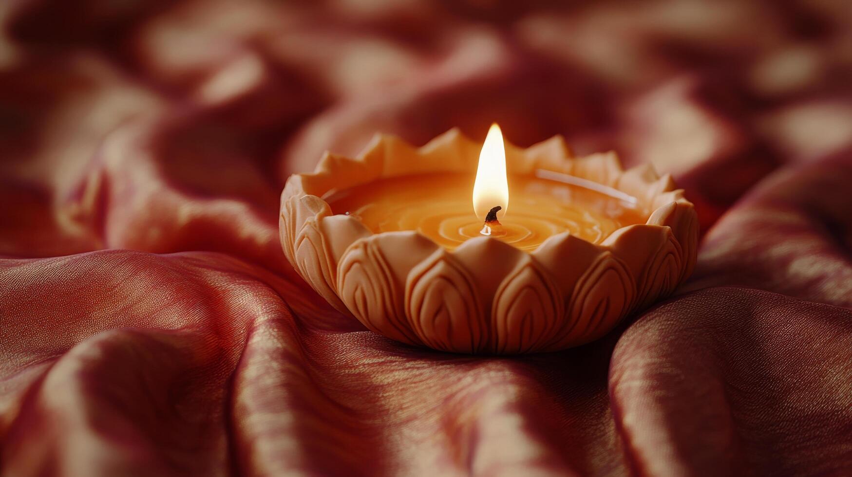 A candle is sitting on a cloth photo