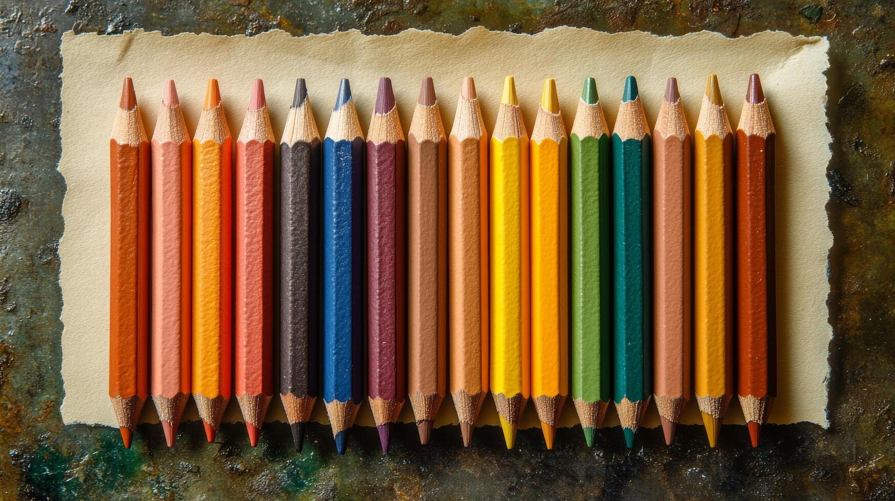 Colorful pencils on a paper background photo