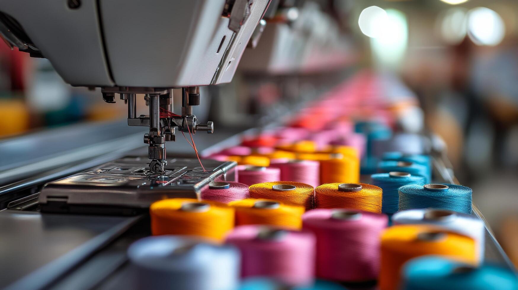 A machine is working on a spool of thread photo