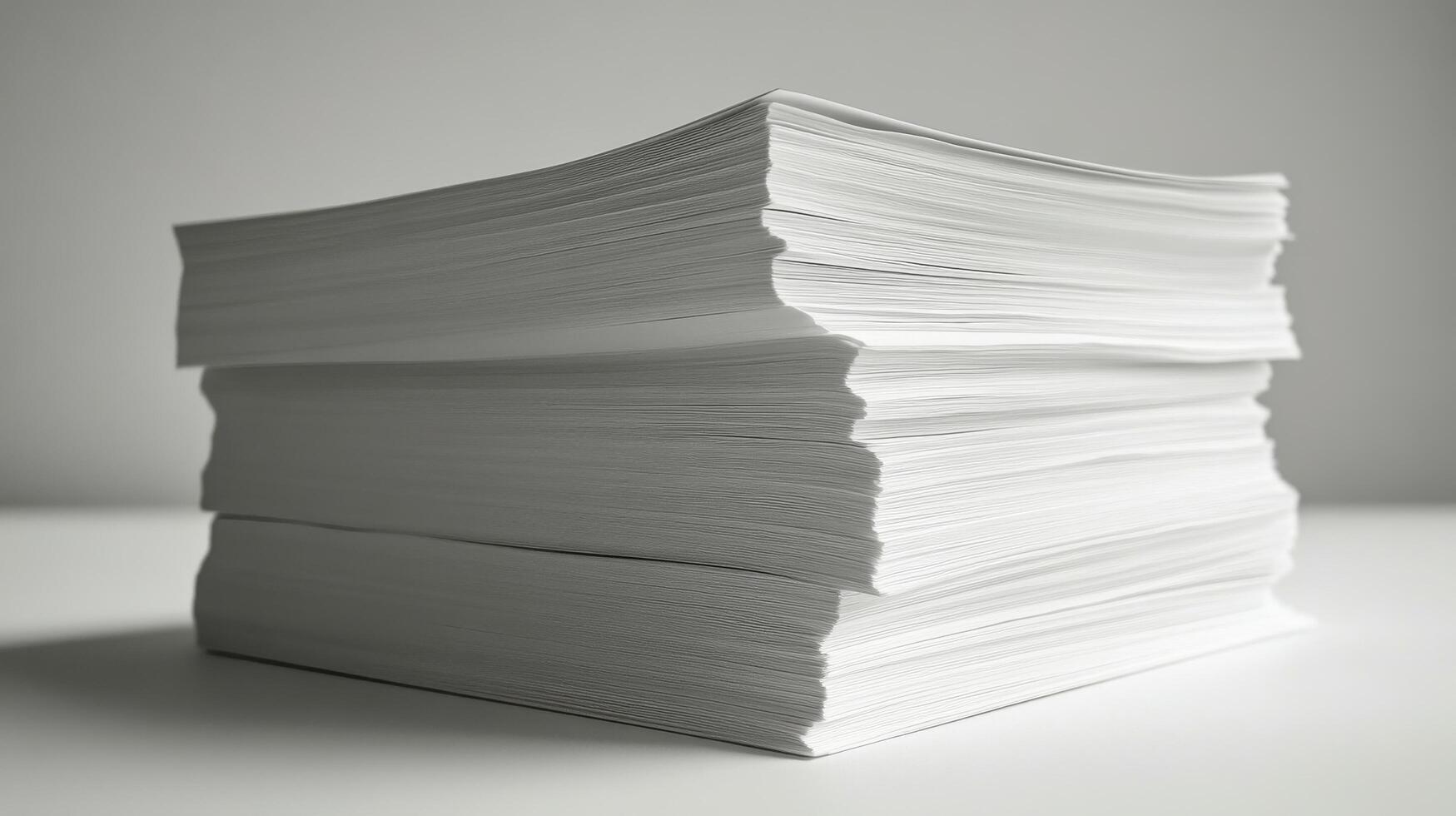 Stack of white paper on a table photo