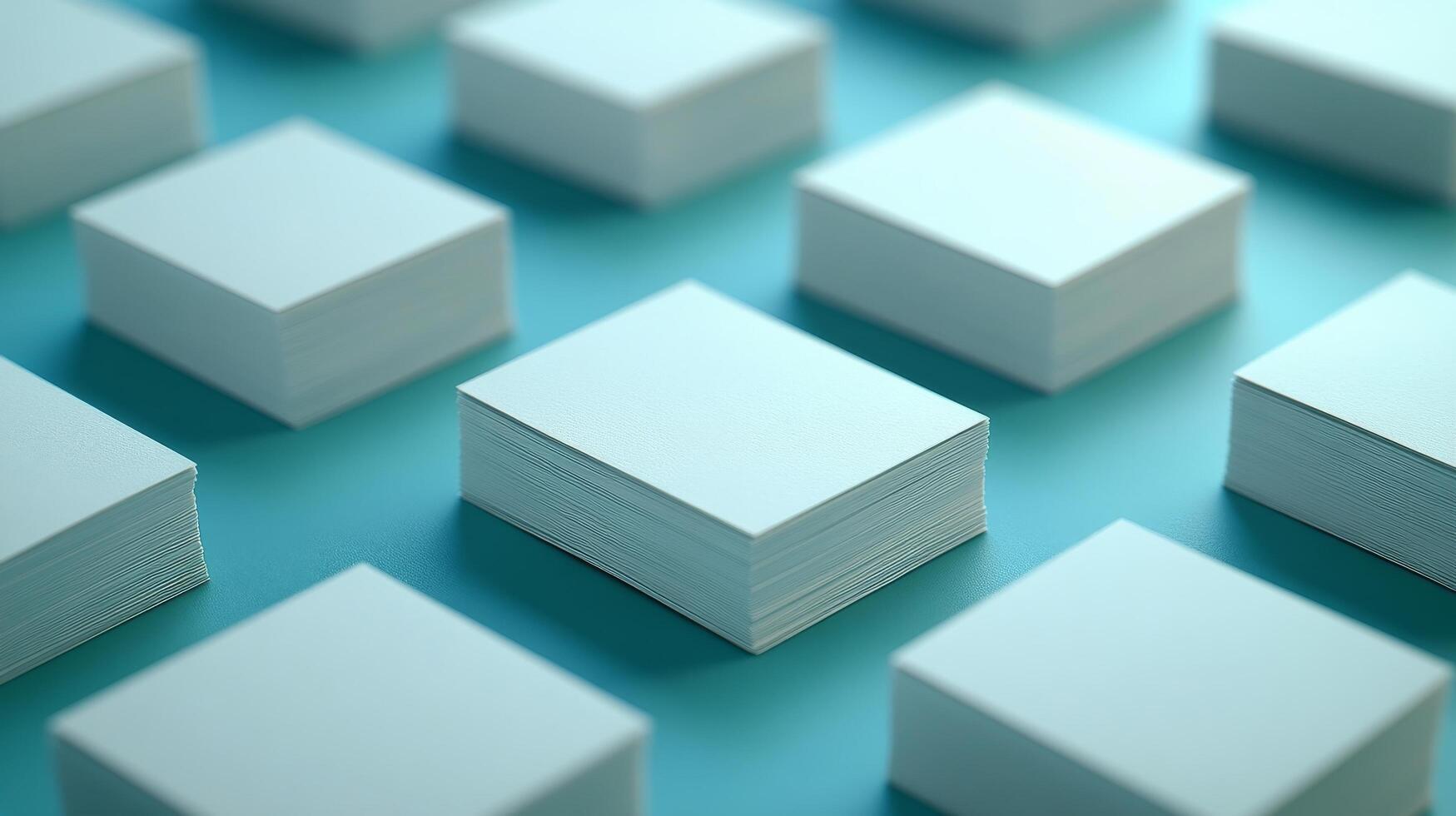 Many white cubes are arranged in a row photo