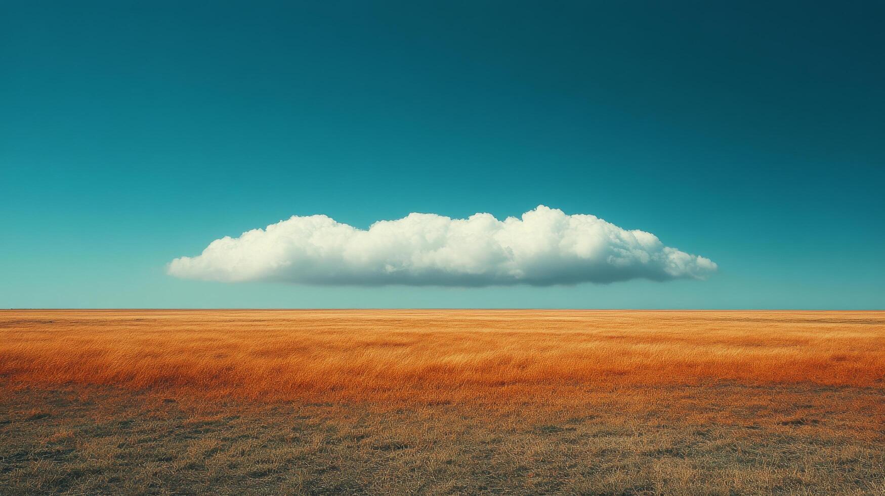 A large cloud is in the sky over a field photo