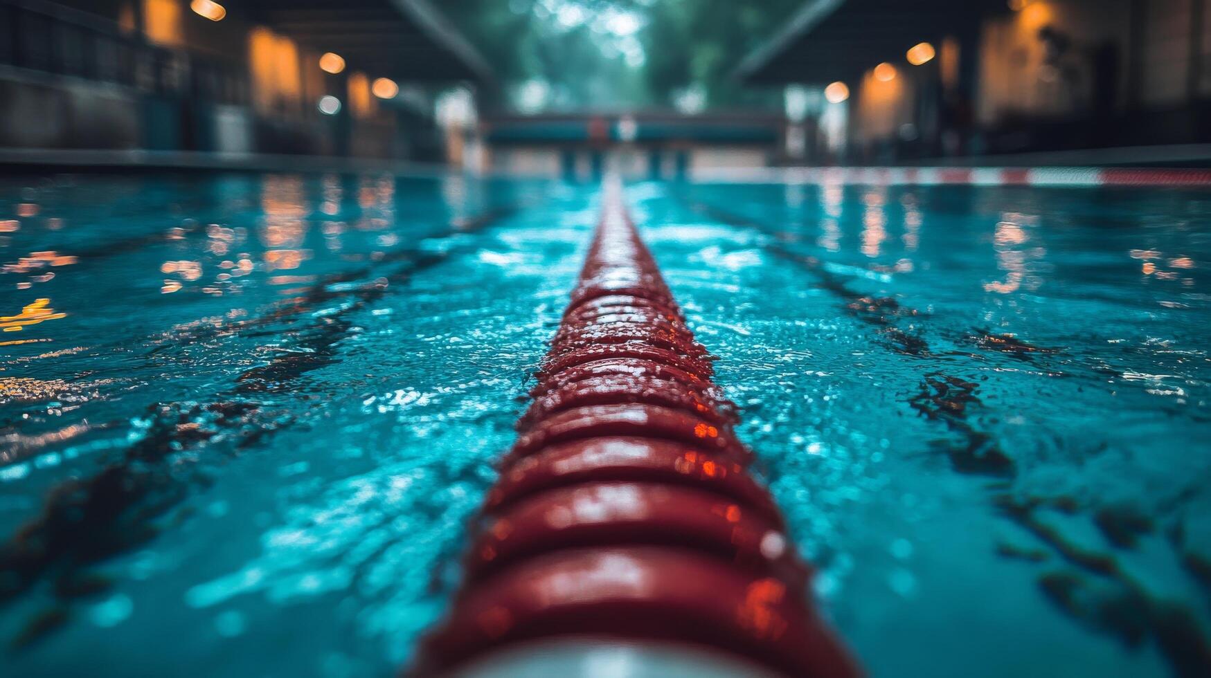 A red and white swimming lane in a pool photo