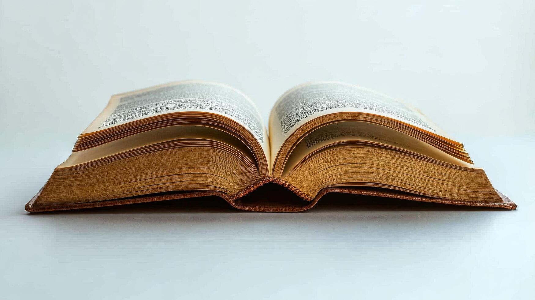 An open book on a white surface photo