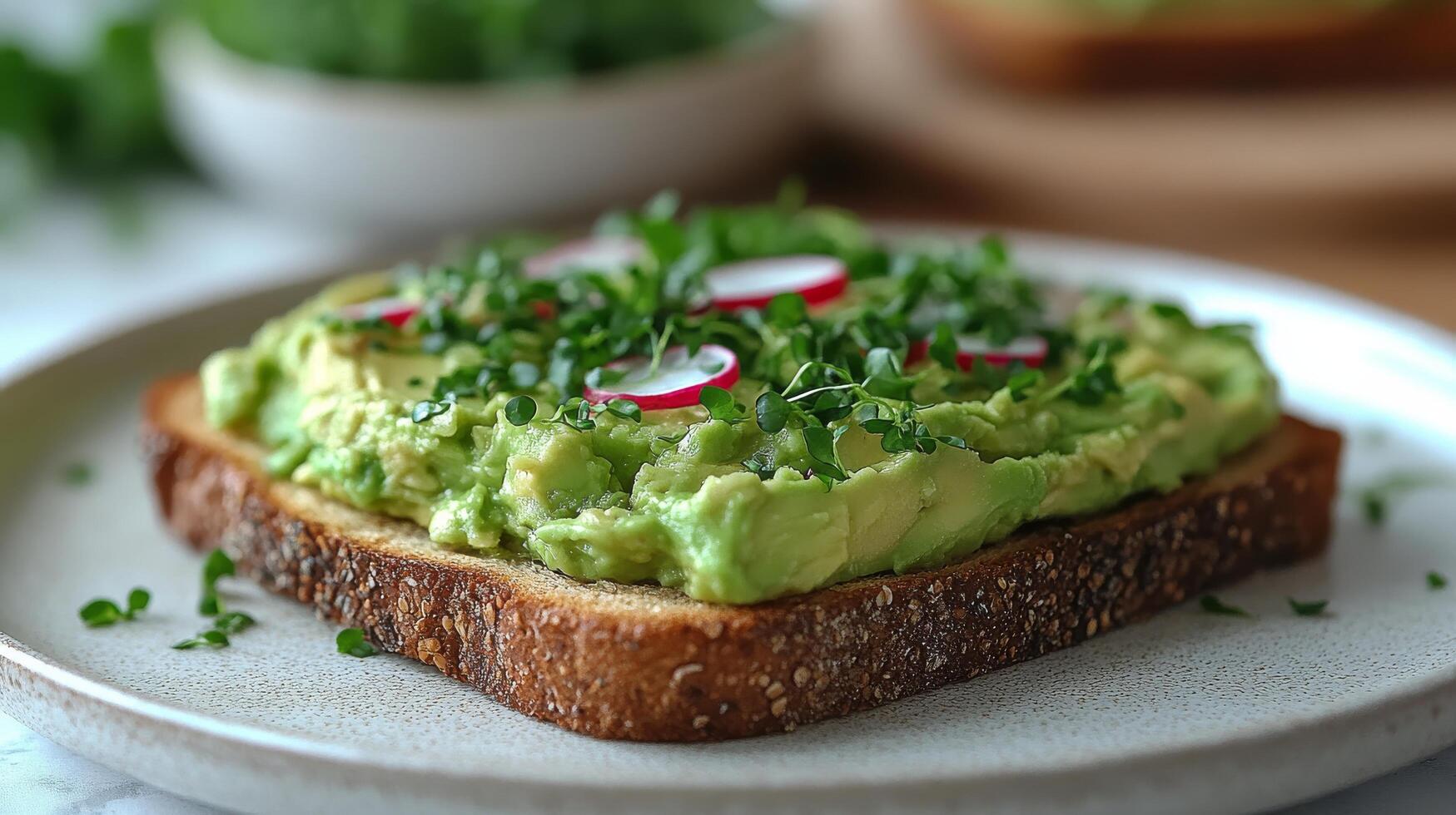Avocado toast with radishes photo