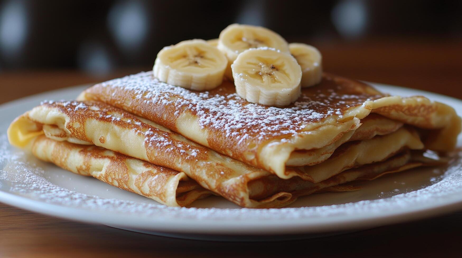 A stack of pancakes with bananas on top photo