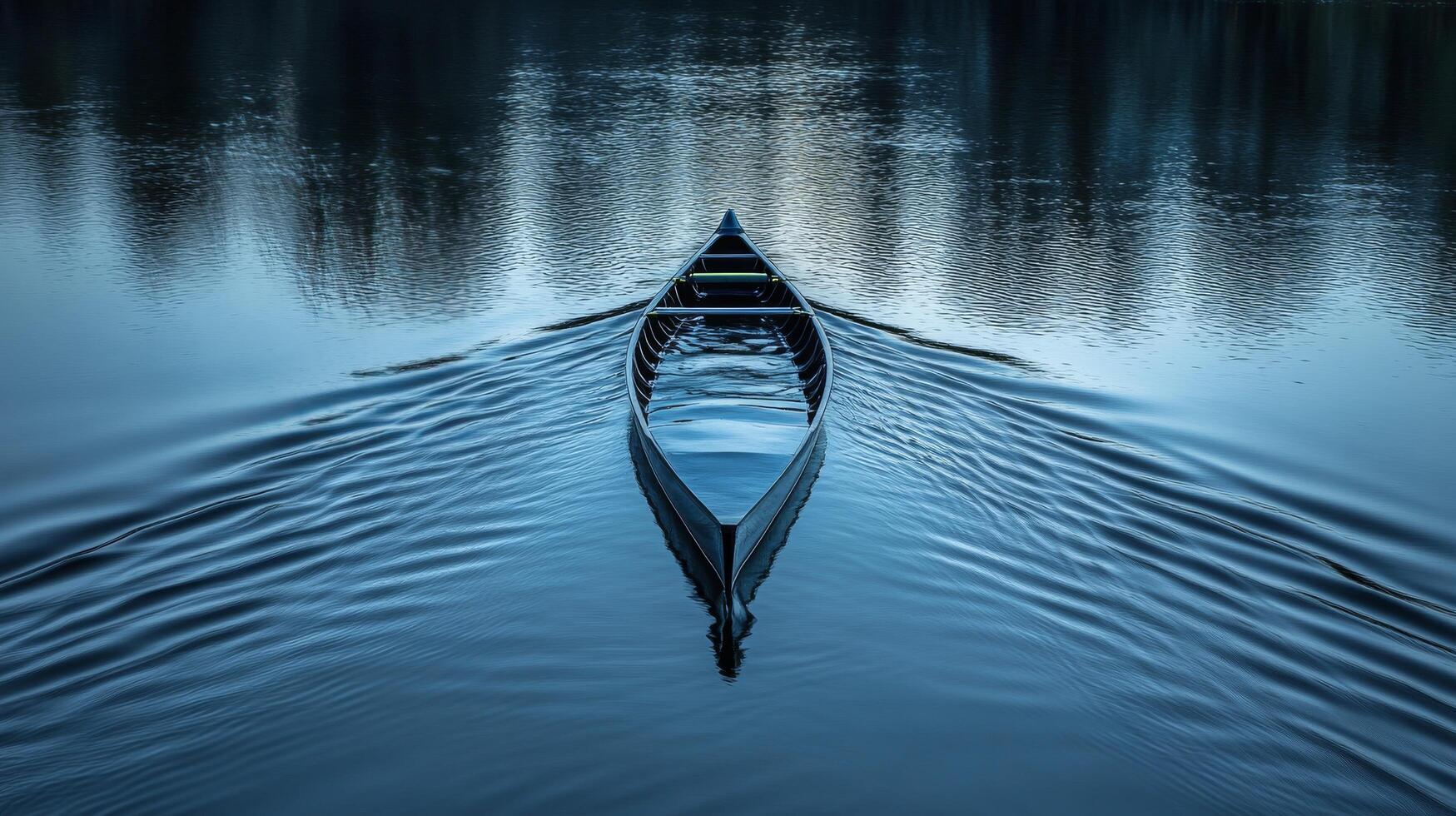 A canoe is floating on the water photo