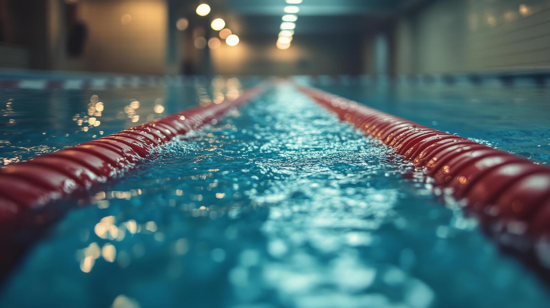 A swimming pool with red and white lines photo