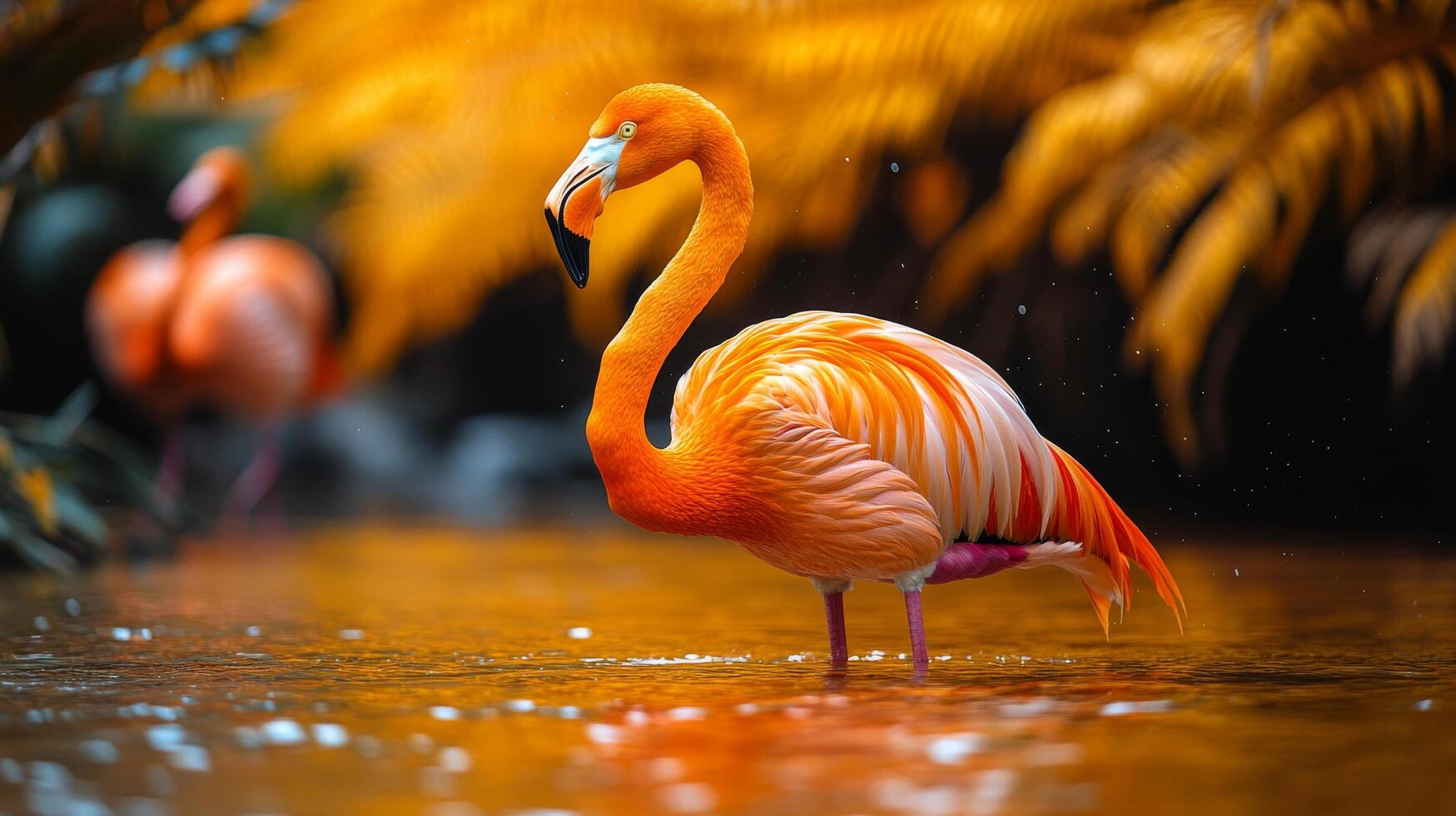 Flamingo in the water photo