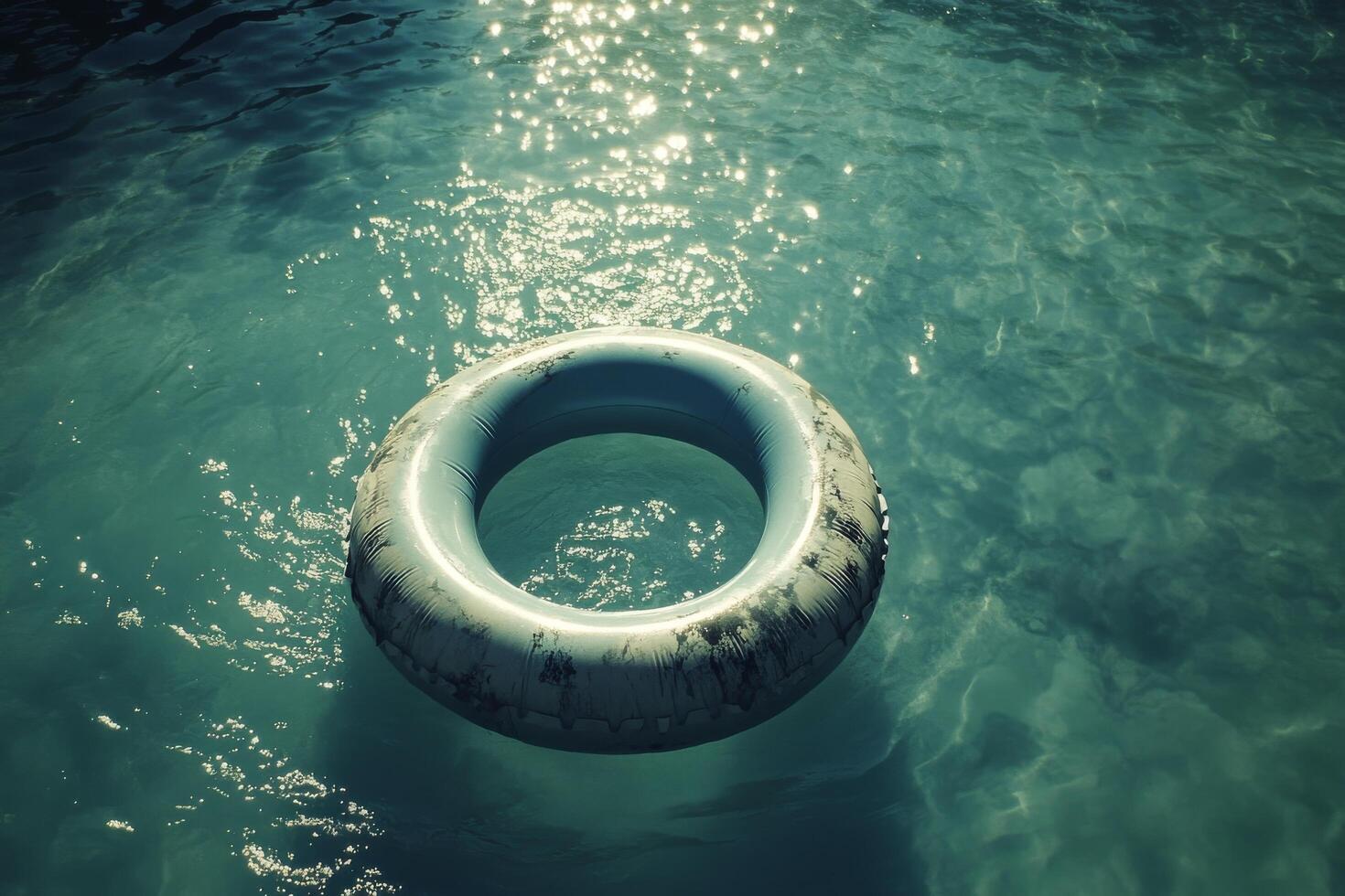 An inflatable ring floating in the water photo