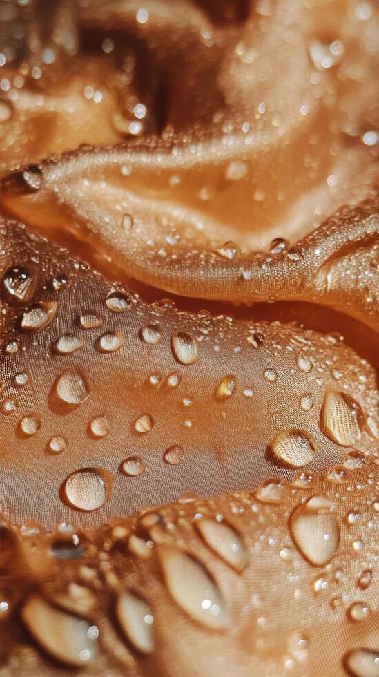 A close up of water droplets on a fabric photo