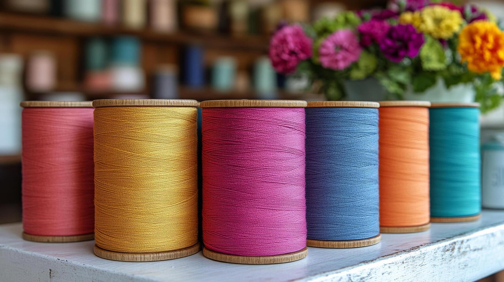A spool of thread with different colors of thread photo