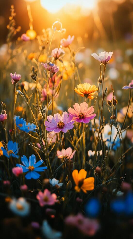 Cosmos flowers in the sun photo