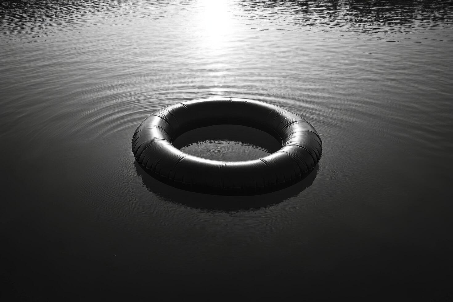 An inflatable ring floating in the water photo