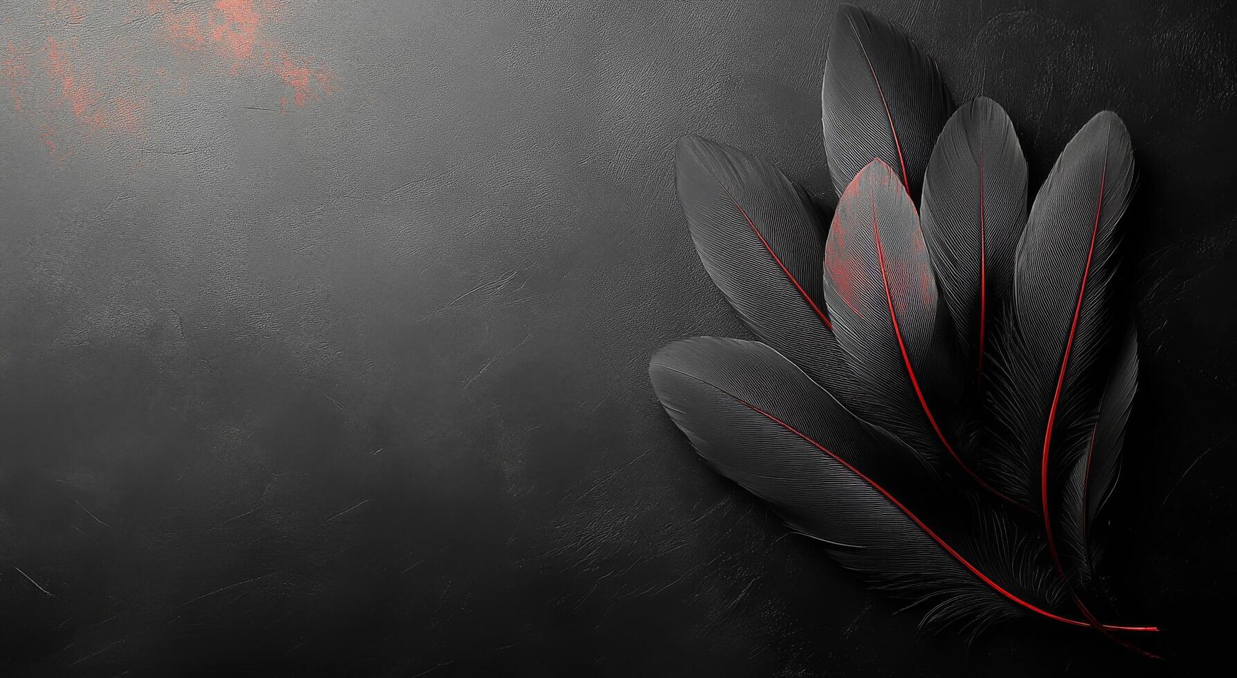 A black feather on a black background photo