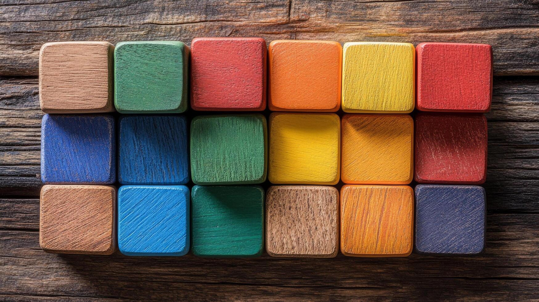 Colorful wooden blocks arranged in a square shape photo