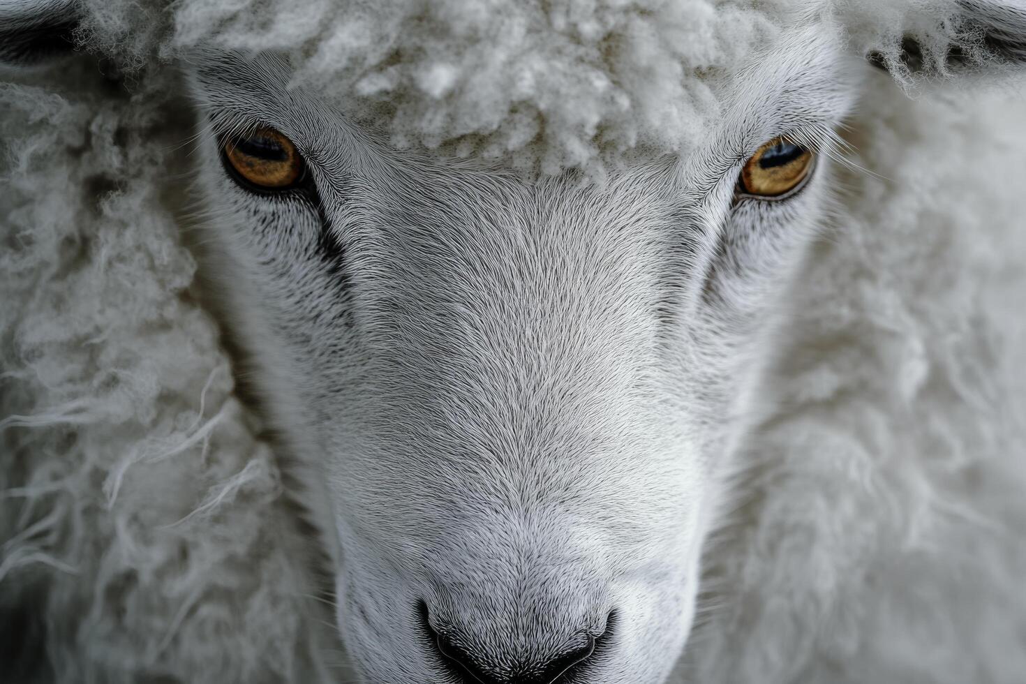 A close up of a sheep's face photo