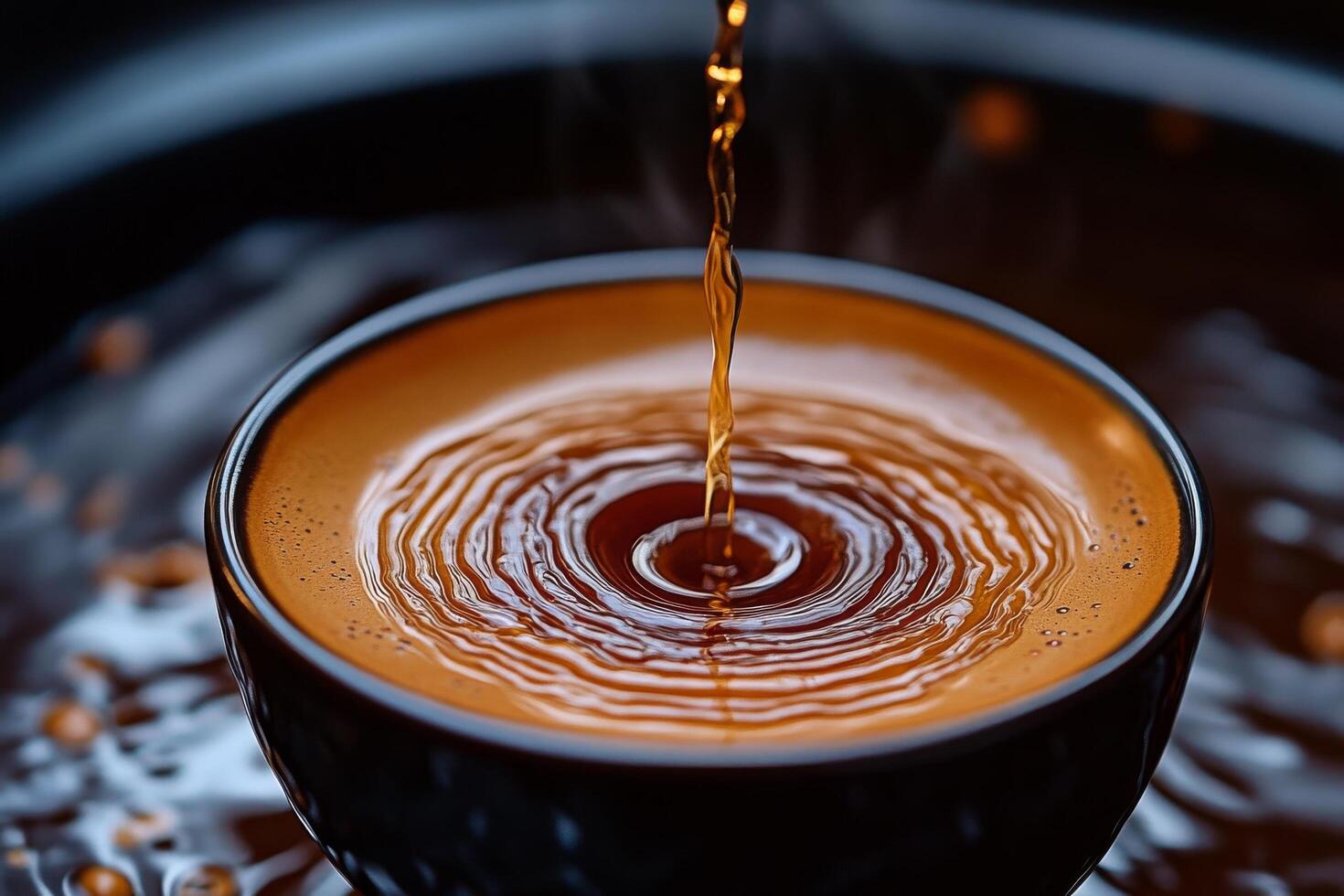 A cup of coffee being poured into it photo