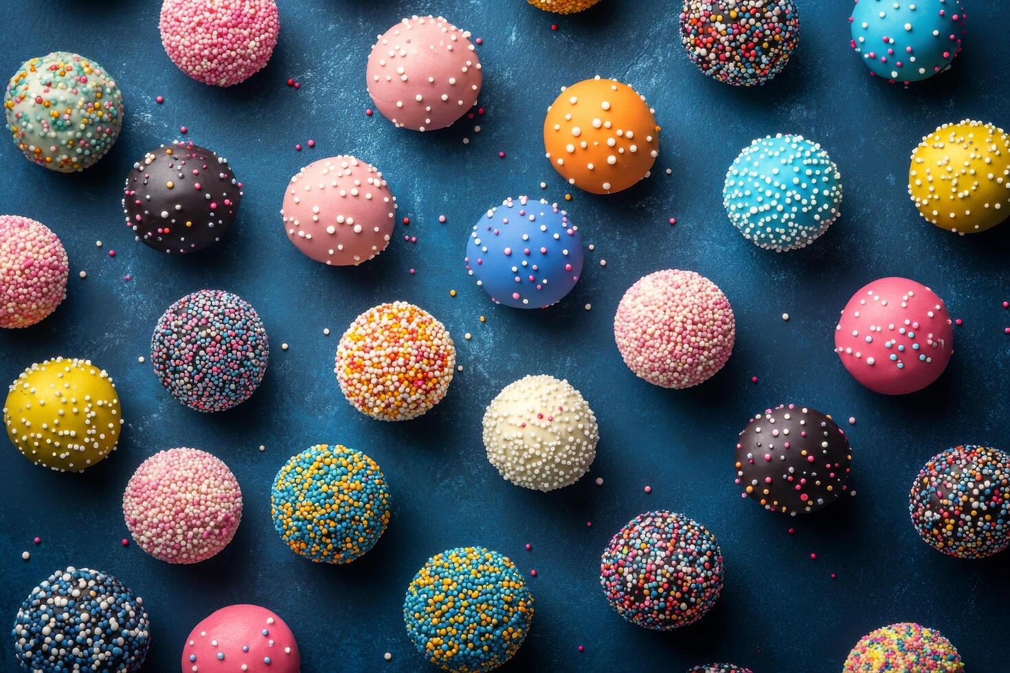 Colorful easter eggs on a blue background photo