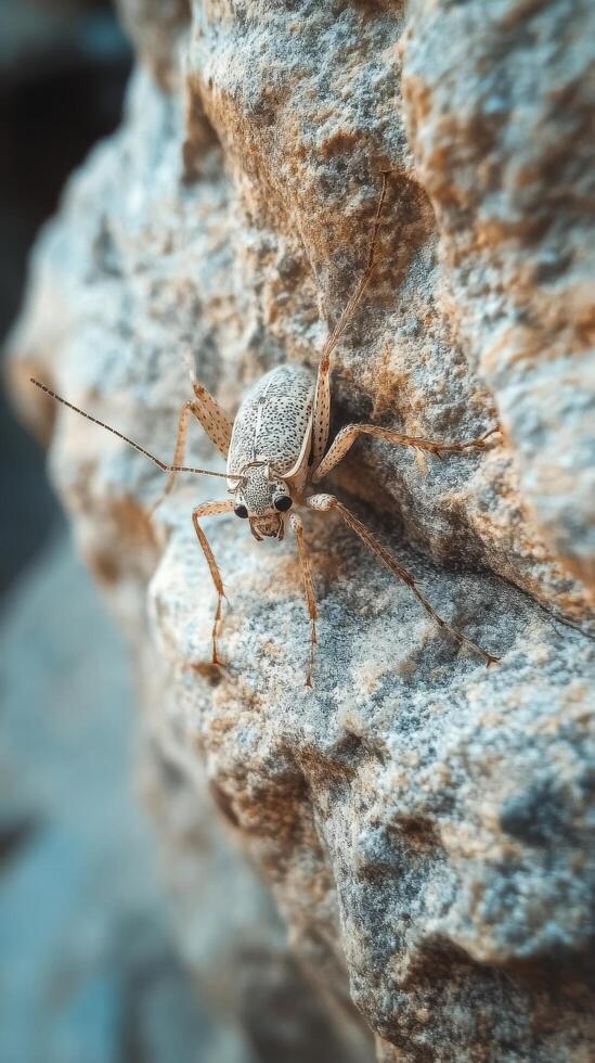 A bug on a rock in the desert photo