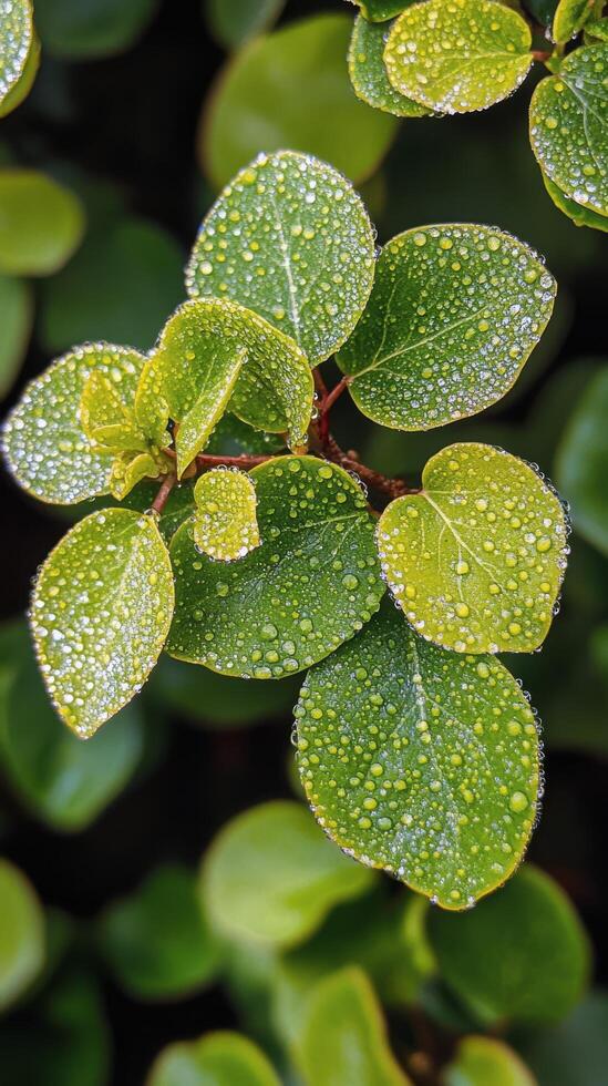 A close up of a plant with water droplets on it photo