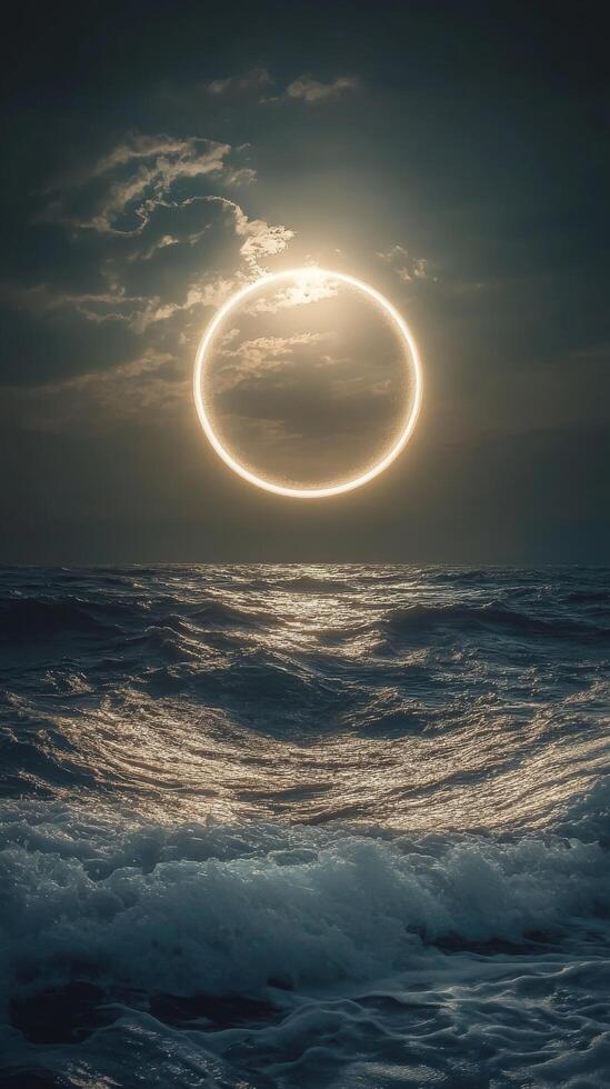 A ring of light over the ocean photo