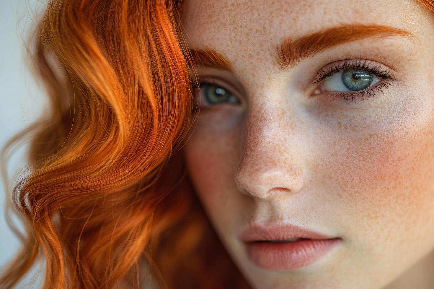 A close up of a woman with red hair photo