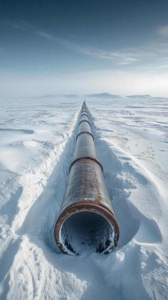 A pipe in the middle of the snow photo