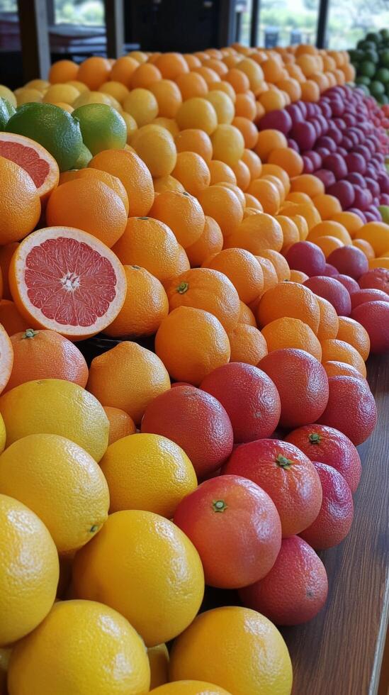 A large display of oranges and lemons photo