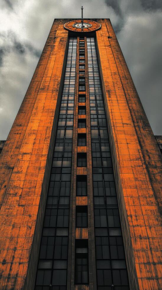 A tall building with a clock on the side photo