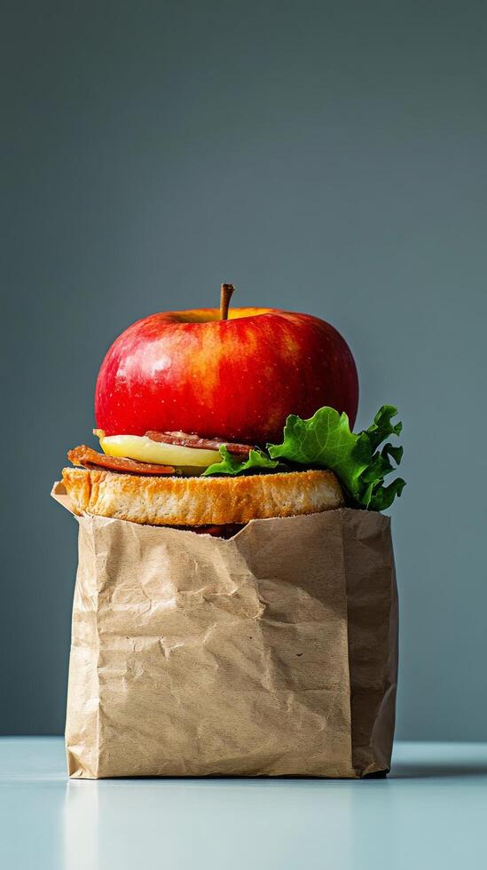 A sandwich with an apple in it photo