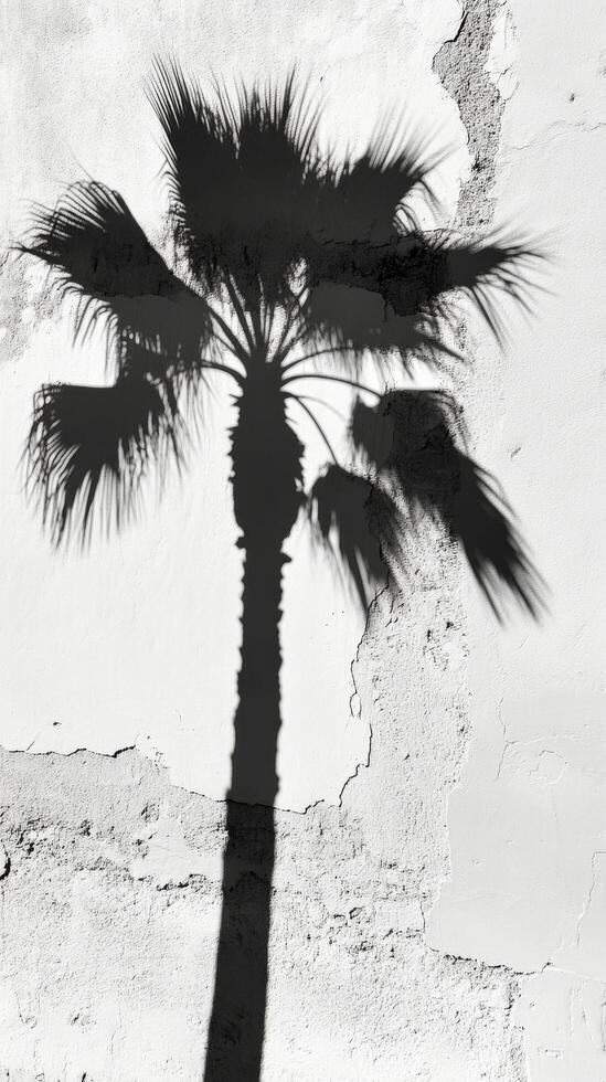 Palm tree shadow on a wall photo