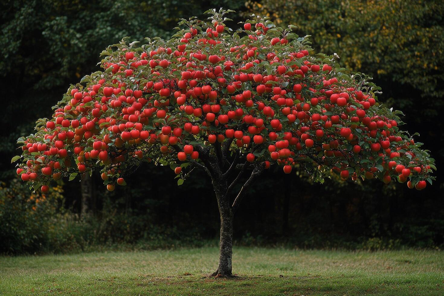 A tree with red fruit on it photo