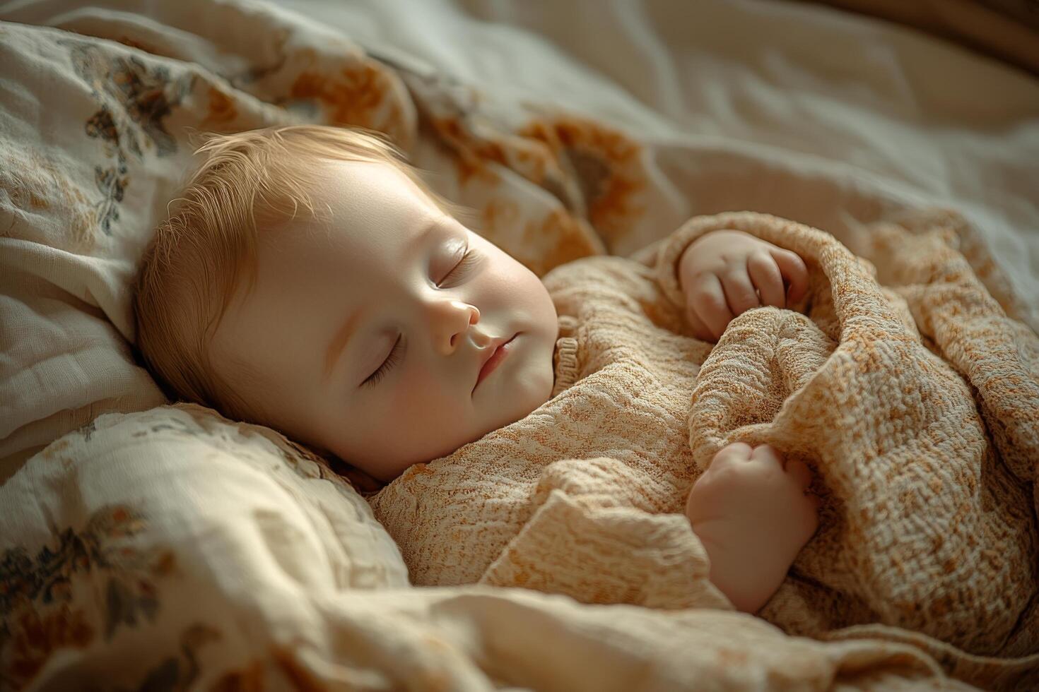 A baby sleeping in a blanket photo