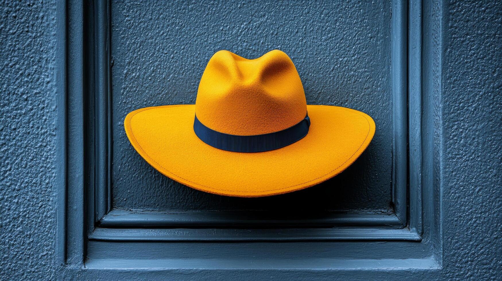 A hat is hanging on a door photo